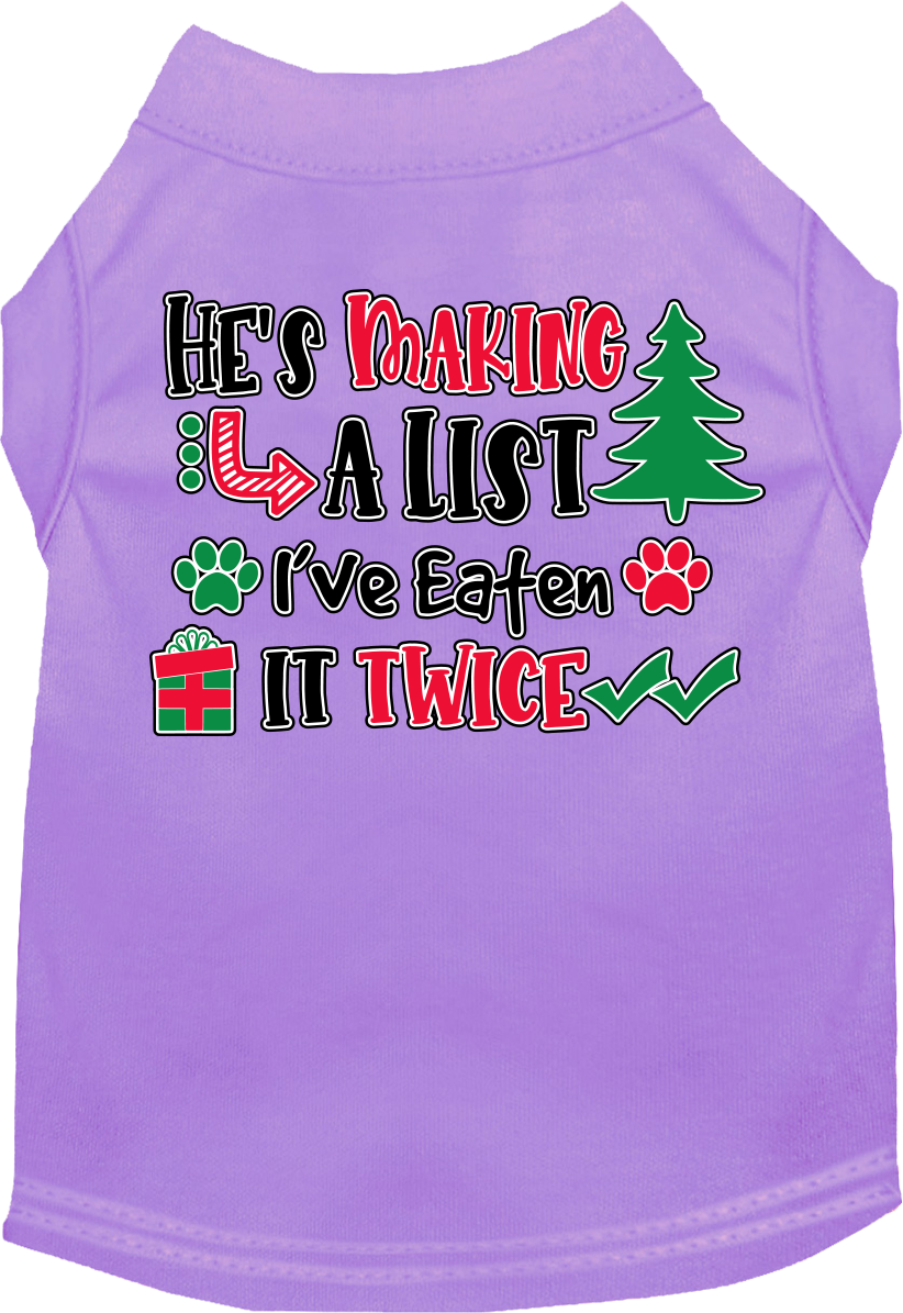 Funny Dog Tee: 'He's Making a List, I Ate It Twice' - Cute Gift for Dog Lovers!