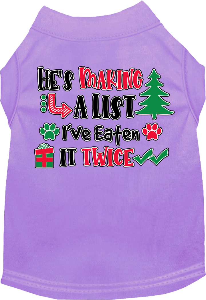 Funny Dog Tee: 'He's Making a List, I Ate It Twice' - Cute Gift for Dog Lovers!