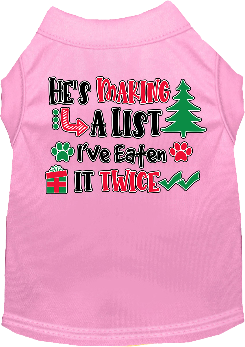 Funny Dog Tee: 'He's Making a List, I Ate It Twice' - Cute Gift for Dog Lovers!