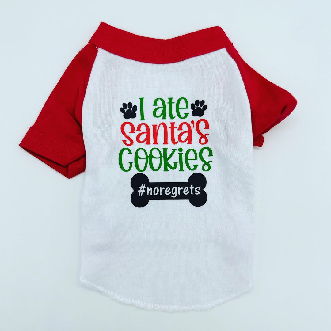 I Ate Santa's Cookies #noregrets: Naughty and Adorable Dog Raglan Baseball T-Shirt for the Holidays!