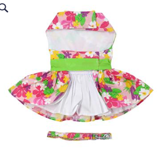 Pink Hawaiian Floral Dog Harness Dress