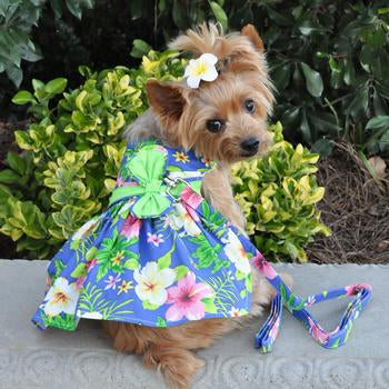 Blue Lagoon Hawaiian Hibiscus Harness Dress