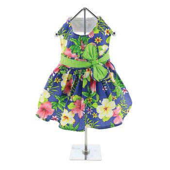 Blue Lagoon Hawaiian Hibiscus Harness Dress