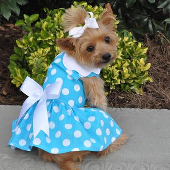 Blue and White Polka Dot Harness Dress