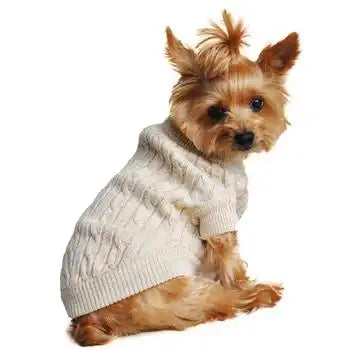 Get ready for the colder months with our classic Cable Knit Sweaters for dogs - perfect for fall and winter!