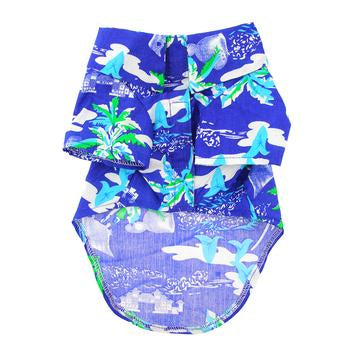 Ocean Blue Palms Hawaiian Dog Shirt