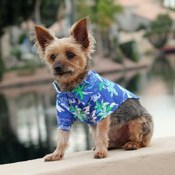 Ocean Blue Palms Hawaiian Dog Shirt