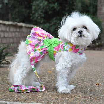 Pink Hawaiian Floral Dog Harness Dress