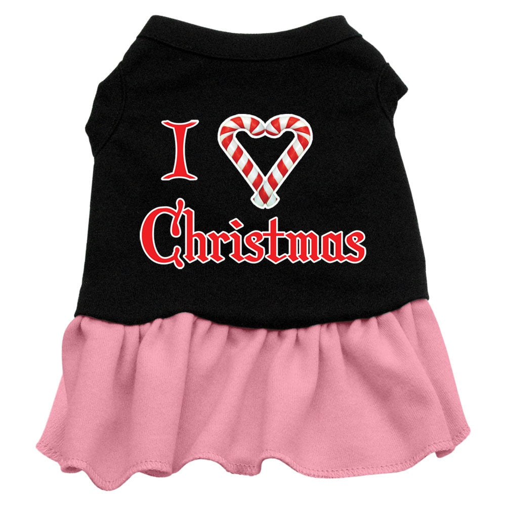 Funny Christmas Dog & Cat dress- I Heart Christmas' with Candy Cane Heart - Adorable Holiday Pet Apparel - My Best Friend Furever